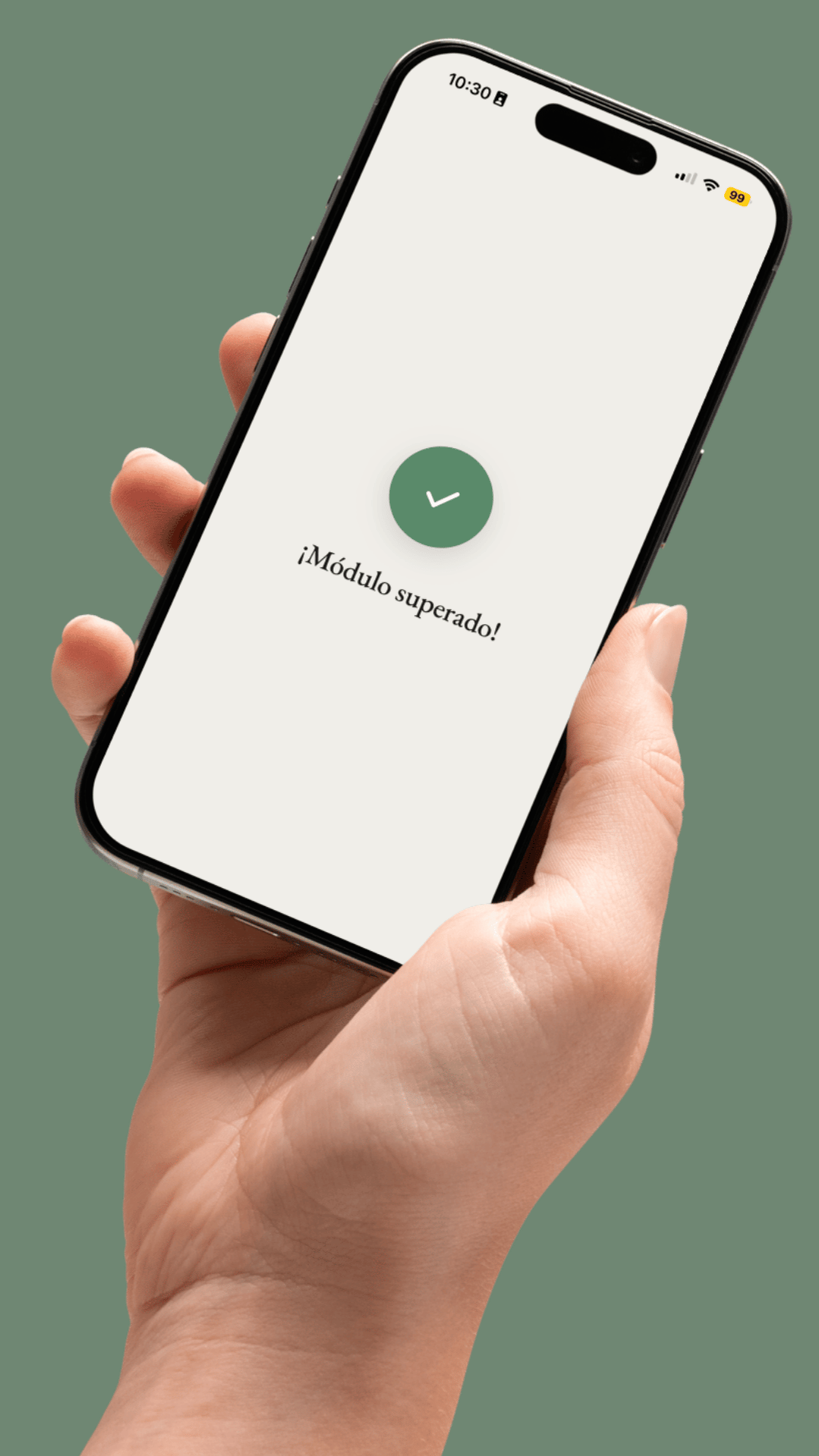 Pantalla vertical con navegación y progreso del equipo